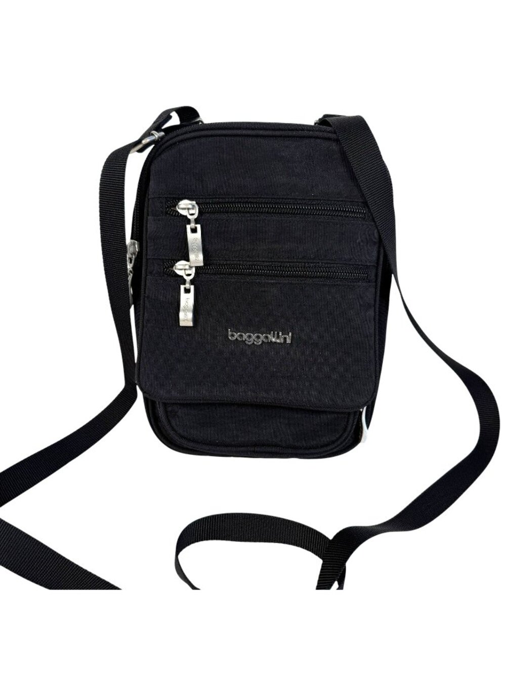 Baggallini Crossbody Bag Womens Small Black Excellent Multi-Pocket Travel Nylon
